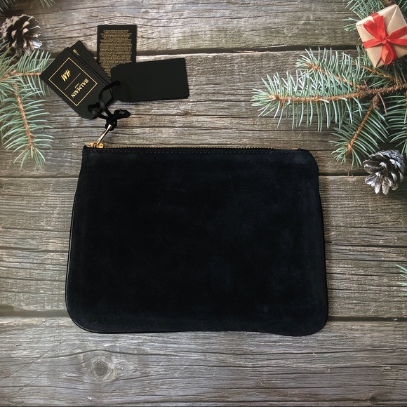 Balmain x H&M Green Red Navy Suede Leather Clutch - Picture 9 of 14